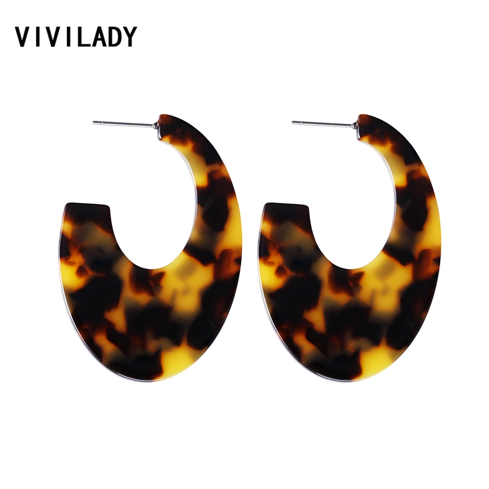 VIVILADY модные офисные овальные серьги-кольца женские круглые акриловые уксусная
