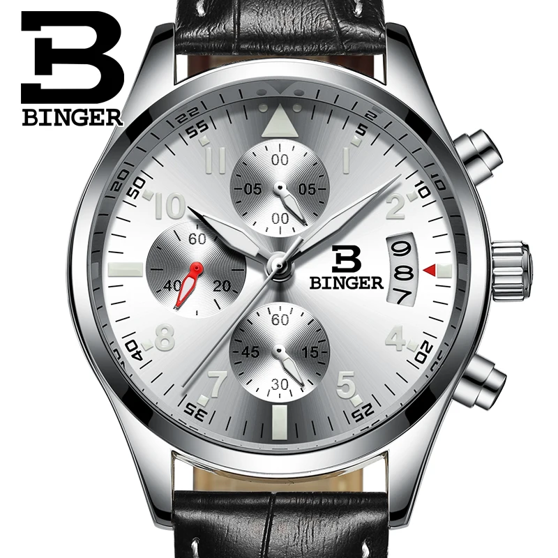 

2017 Mens Business Watches Top Brand Luxury Waterproof Chronograph Watch Man Leather Sport Quartz Wrist Watch Men Clock Male