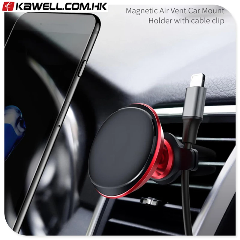 

10 pcs a lot Magnetic Car Holder For Mobile Phone Holder Stand GPS Air Vent Mount Car Phone Holder For iPhone with Cable Clip