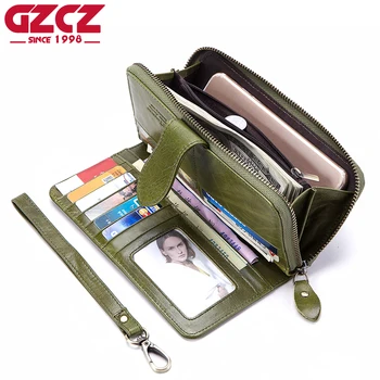 

GZCZ 2018 HOT Wallet Brand Coin Purse Genuine Leather Women Wallets Purse Female Card Holder Long Lady Clutch Carteira Feminina