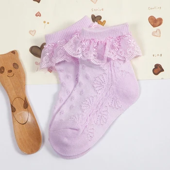 

1 Pair Summer Sweet Cute Baby Infant Lace Sock Girls Soft Tiny Newborn Knitted Cotton Blend Ankle Socks For 0-24 Months