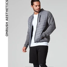 OA Новинка зимы Фитнес Мужская молния Parkas пальто Личная Лоскутная теплая однотонная Повседневная Бодибилдинг куртки топы