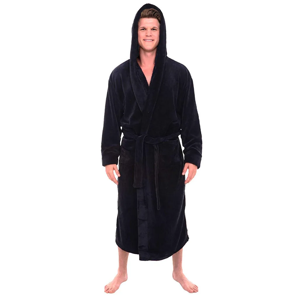 

Flannel Robe Male With Hooded Thick Star Wars Dressing Gown Jedi Empire Men's Bathrobe Winter Long Robe Mens Bath Robe Gown