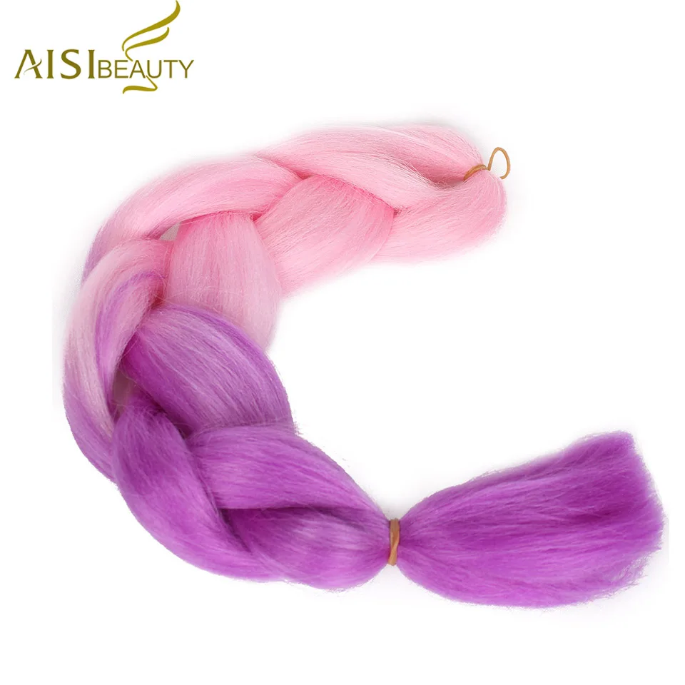 AISI BEAUTY Crochet Braids Synthetic Hair Jumbo Braiding Hair 100g/Pack Pink Grey Twists Braids Hair Extensions
