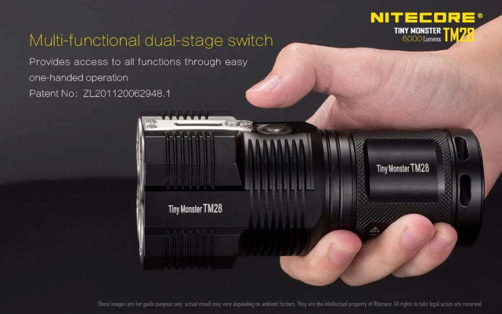 NITECORE TM28 4* CREE XHP35 HI 6000лм дальность луча 655 м светодиодный фонарик с зарядным устройством и 4 шт. 18650 3100 мАч литий-ионные аккумуляторы