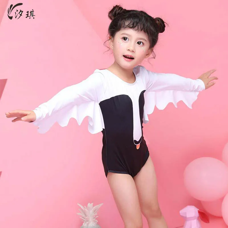 

xiqi swan print swimsuit for girls children one-piece-bathing-suit neoprene swimsuit child costume bathing suit princess beach