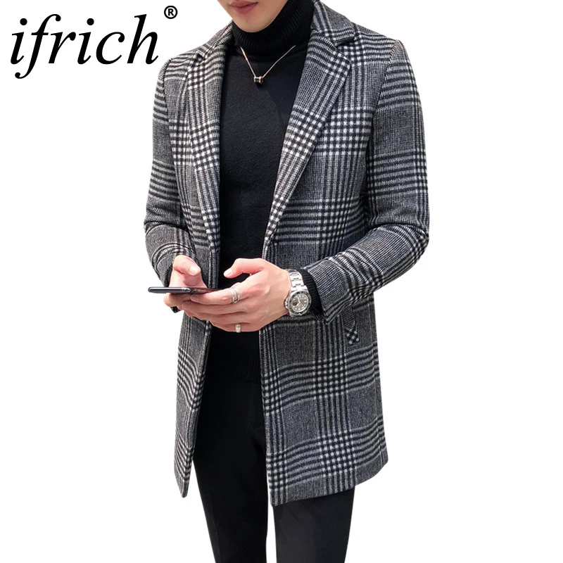 Abrigo para hombre de diseñador otoño invierno lana mezcla Chaqueta Formal Inteligente Grueso Bolsillos