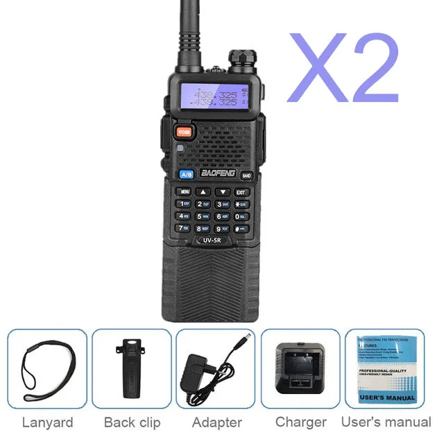 BAOFENG UV-5R 8 Вт иди и болтай Walkie Talkie “иди и 3800 мАч двухдиапазонный передатчик УКВ Любительское радио, Си-Би радиосвязь станция коротковолновым приемником скремблер сканер VOX - Цвет: 2pcs