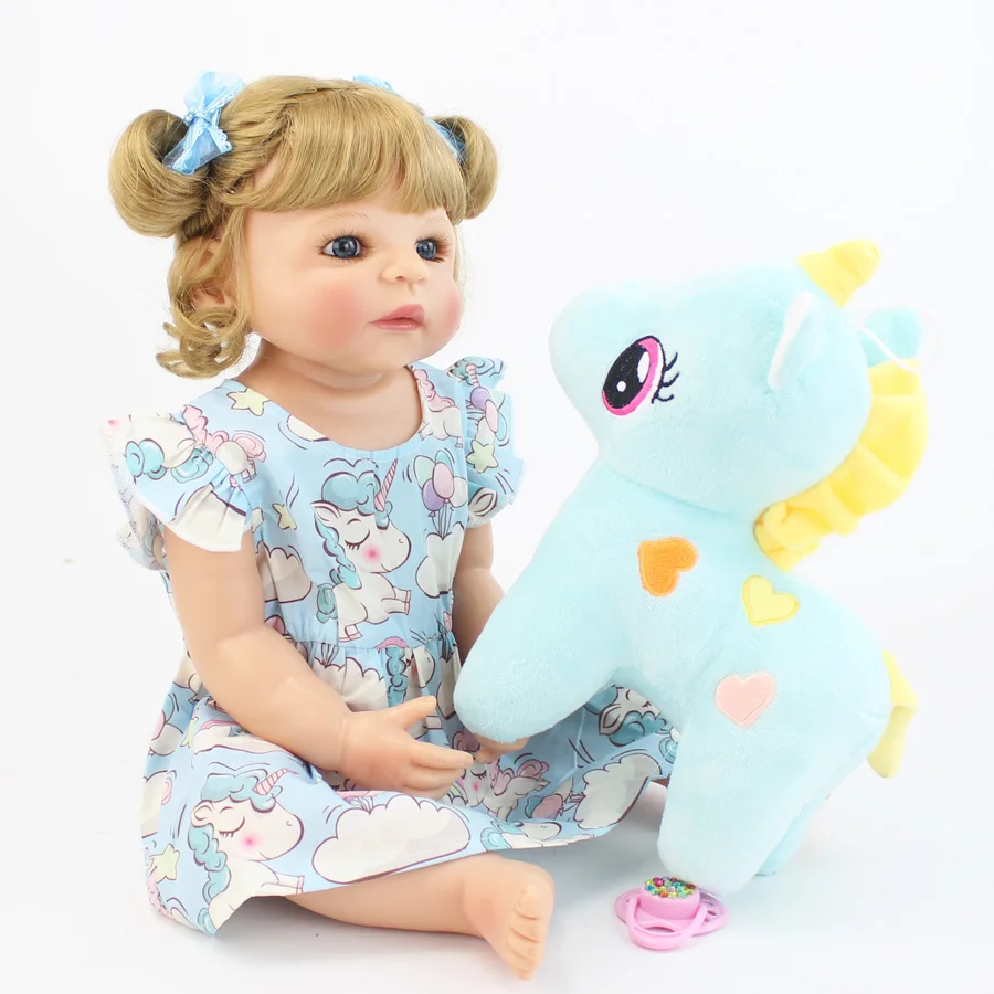 55 см полностью силиконовая кукла-Реборн, игрушка для девочки, виниловая кукла для новорожденных, блонд, принцесса, малыши, Bebe, подарок на день рождения