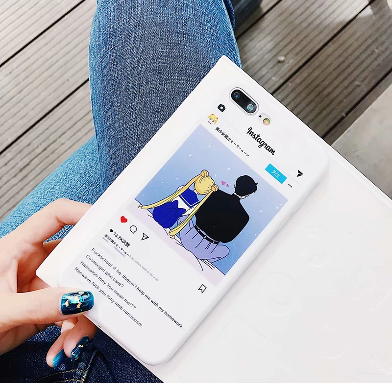 FLYKYLIN мультяшный чехол для телефона s для iphone X чехол для iphone 6S 6 7 8 Plus чехол для Instagram популярного аниме Сейлор Мун чехол s