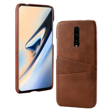 for OnePlus 7 Pro Case Calf Grain PU Leather PC Back Case with 2 Card Slots Protective Cover for One Plus 7 pro Case Vantage