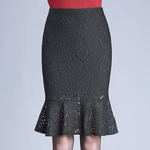 Летняя, весенняя, офисная, женская, черная, кружевная, труба, юбка-карандаш, женская, 4XL, 3xl, с оборками, открытая, тонкая, Русалка, юбки