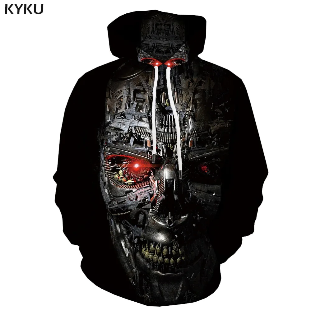 KYKU Brand Skull Sweatshirts men Poker Hooded Casual Metal 3d Printed Cosplay Sweatshirt Printed Gothic Hoodie Print Long Sleeve