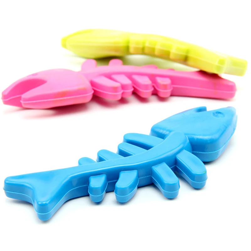 5PCS Dog Chew Toy Bite Resistant Rubber Pet Fish Bones Non toxic Pet