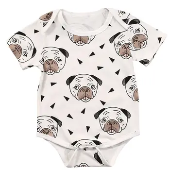 

0-24M Cute Newborn Baby Boy Girl Clothes Short Sleeve Animal Dog Baby Romper Jumpsuit Outfit Sunsuit Casual Costume