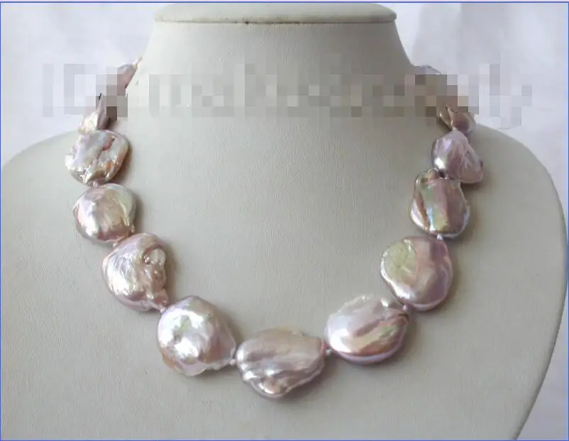 

Free shipping hot sale Women Bridal Wedding Jewelry >>stunning big 23mm baroque lavender reborn keshi freshwater pearl necklace