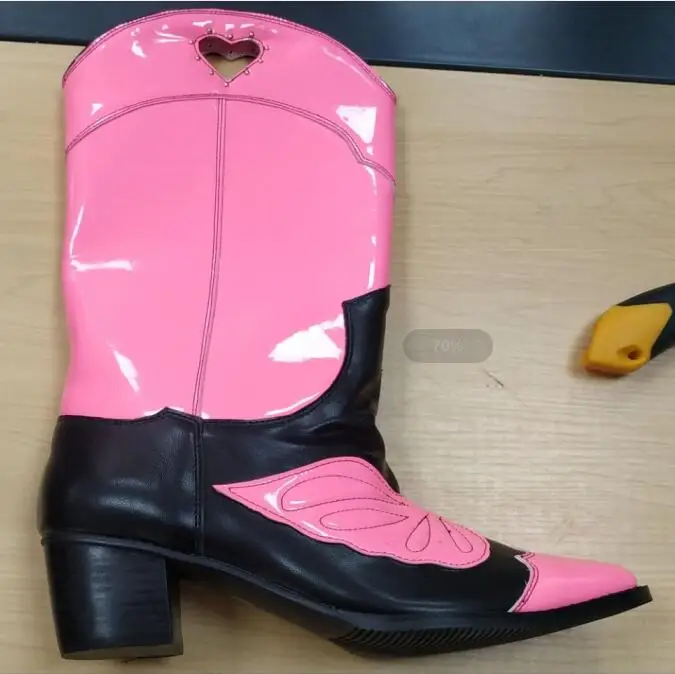Ботильоны в стиле ретро; Цвет черный, коричневый; женские разноцветные ботинки на низком каблуке с квадратным носком и вышивкой в виде бабочки; женские ковбойские ботинки - Цвет: Розовый