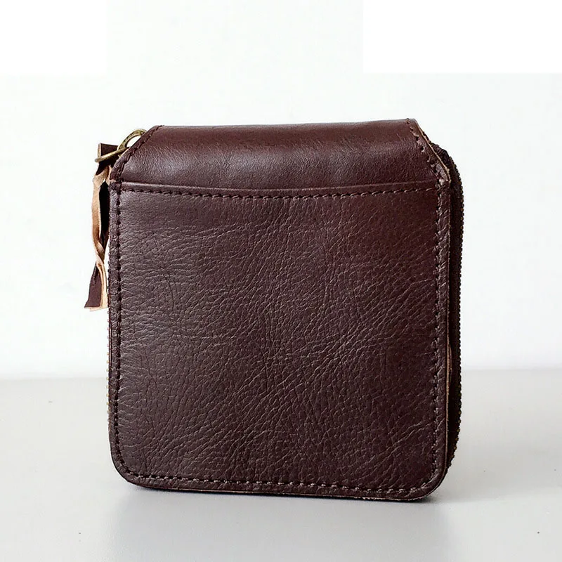 Beli Lapisan pertama dompet kulit ritsleting persegi kreatif kepribadian kecil penyamakan nabati murni kulit kartu duo Jepang dan Selatan K