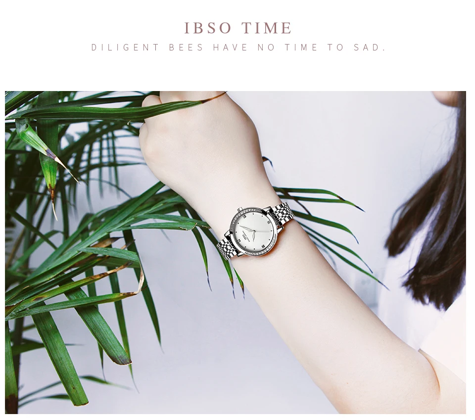 Бренд IBSO, женские часы,, ремешок из натуральной кожи и ремешок из нержавеющей стали, кварцевые часы, женские часы с кристаллами и бриллиантами, Montre Femme