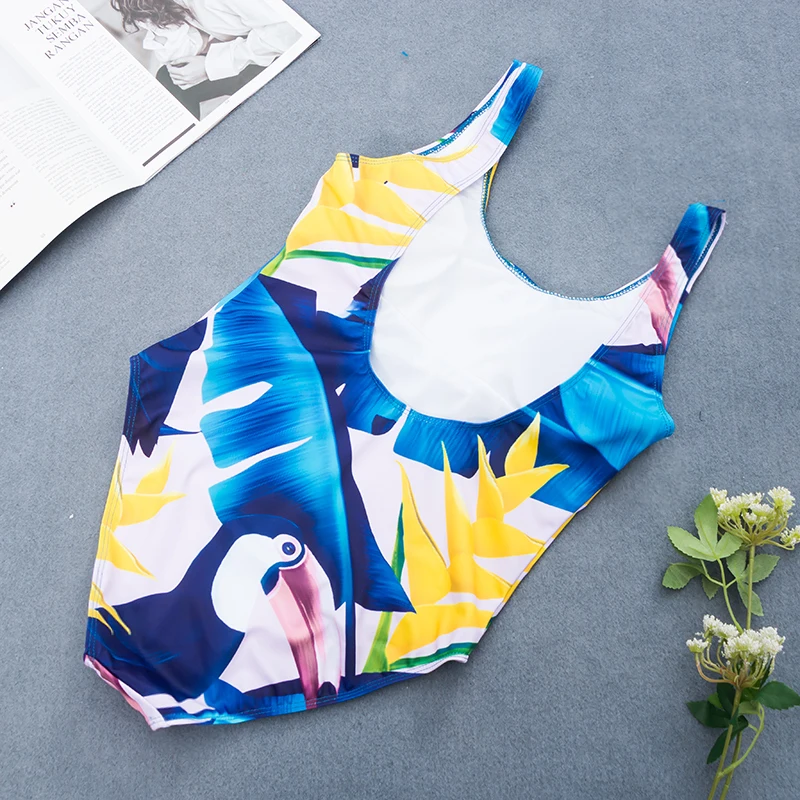 2019 new design Floral printed womens one pieces high cut bikini (1)