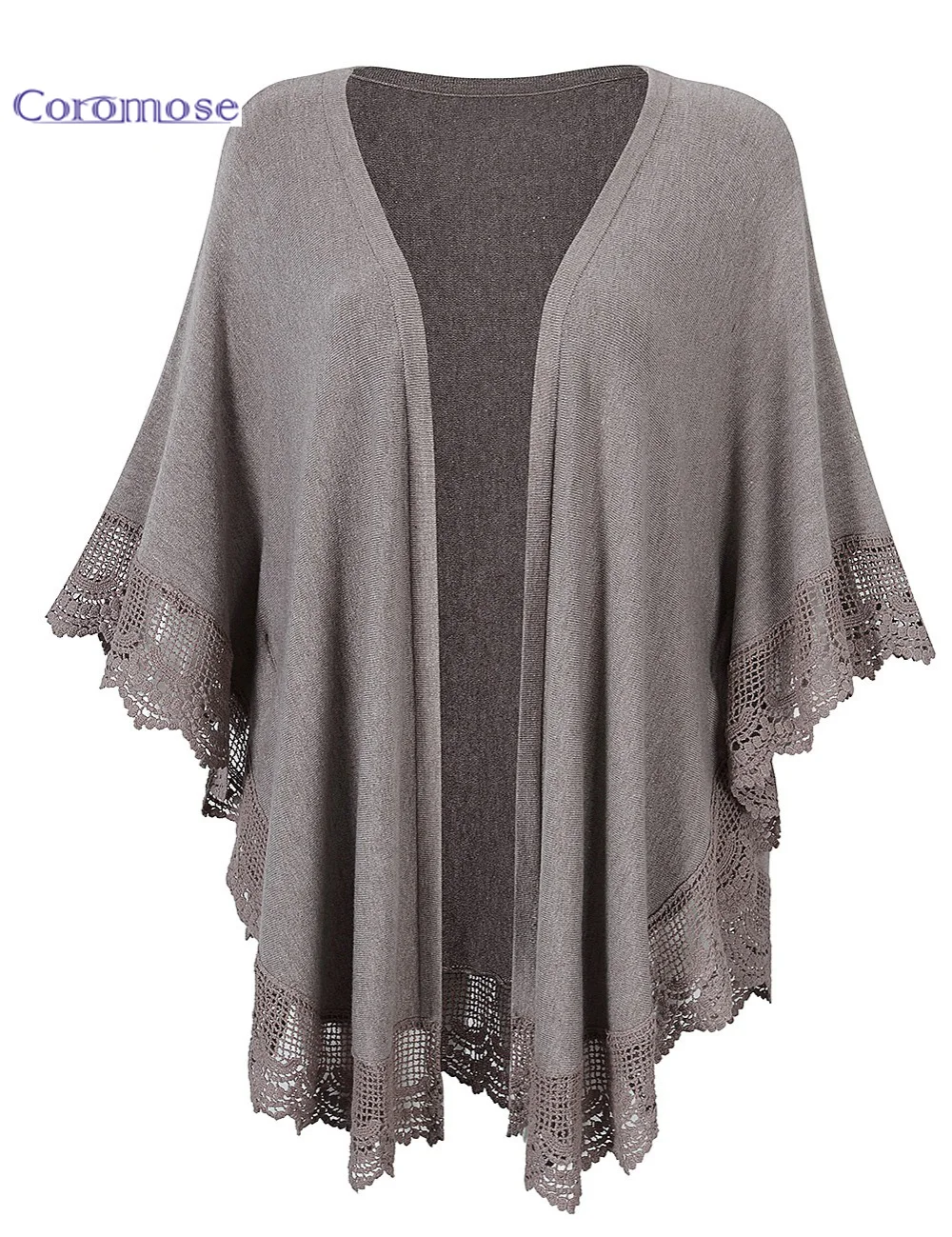 Coromose 2017 Spring Autumn Plus Size Women Knitted Poncho Capes Cardigans Lace Sweater Cardigan Coat Wrap Wool Sweater