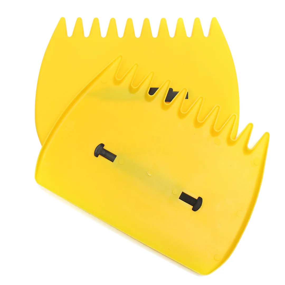 DWZ 2Pcs/Pair Yellow Plastic Garden Yard Leaf Scoops Grass Hand Handy Rakes