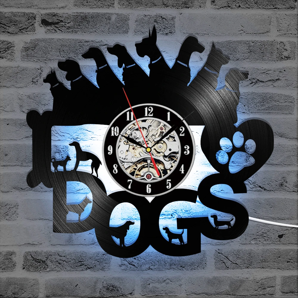 Defecte replica Entertainment Verschillende Honden Vorm Record Klok Licht Veranderende LED Klok Cadeau  voor Hond Liefhebbers Vinyl Record Wandklok Antieke Opknoping Klokken|record  clock|hanging clockclock for wall - AliExpress