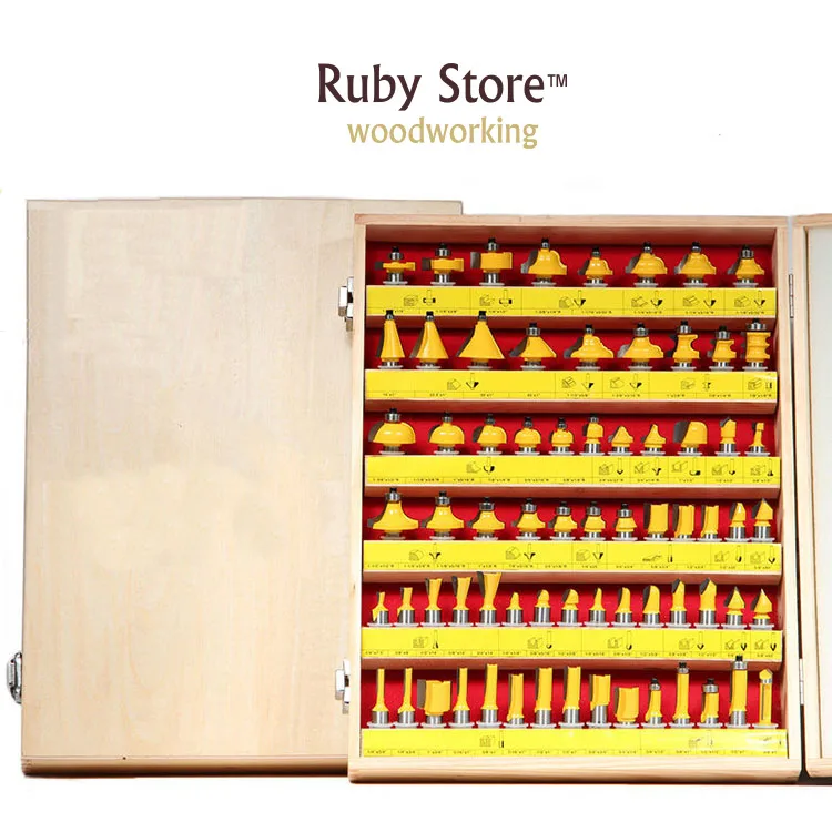 

70PCS 1/2" Shank Router Bit Set, Woodworking Router Set in a Wooden Box