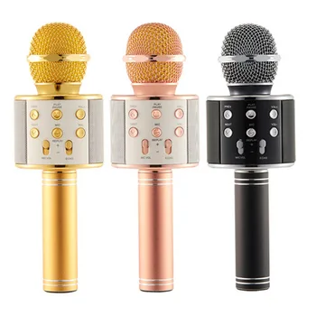 

WS-858 Wireless Bluetooth Karaoke Handheld Microphone USB KTV Player Bluetooth Mic Amplifier Speaker Record Music Microphones