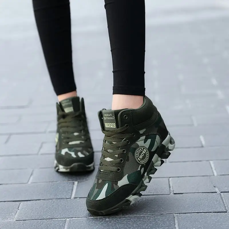 

2019 autumn High Top Wedge Platform Sneakers Camouflage Casual Shoes Hidden Heels Ladies Winter Canvas Shoes Woman Basket Femme