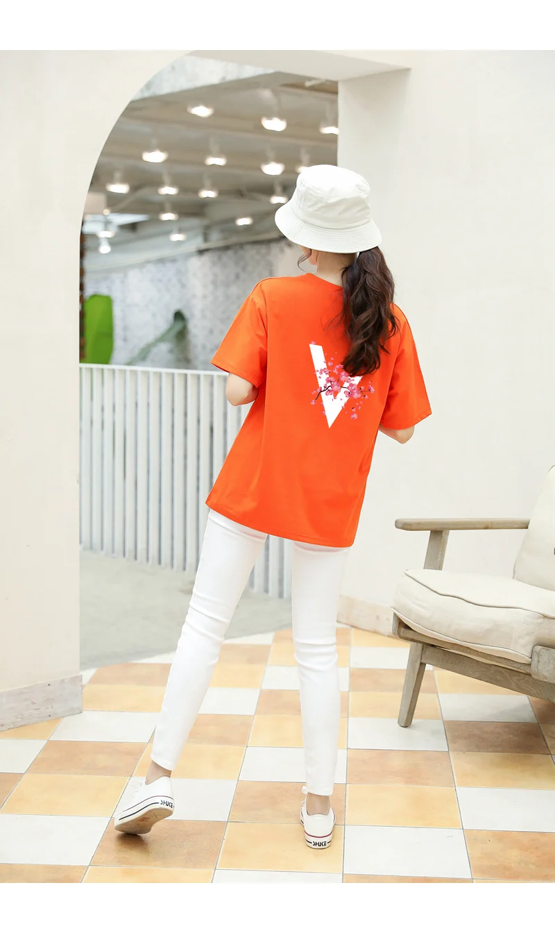 Summer Tops T Shirt Women Cotton Floral Print Short Sleeve Funny Cute Tee T-shirt Femme Harajuku Loose Casual Streetwear Clothes (6)