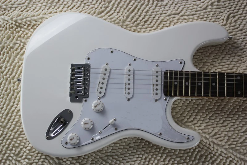 

Factory store white ST signature rosewood fretboard 6 string Chrome Hardware Electric Guitar Guitarra free shipping