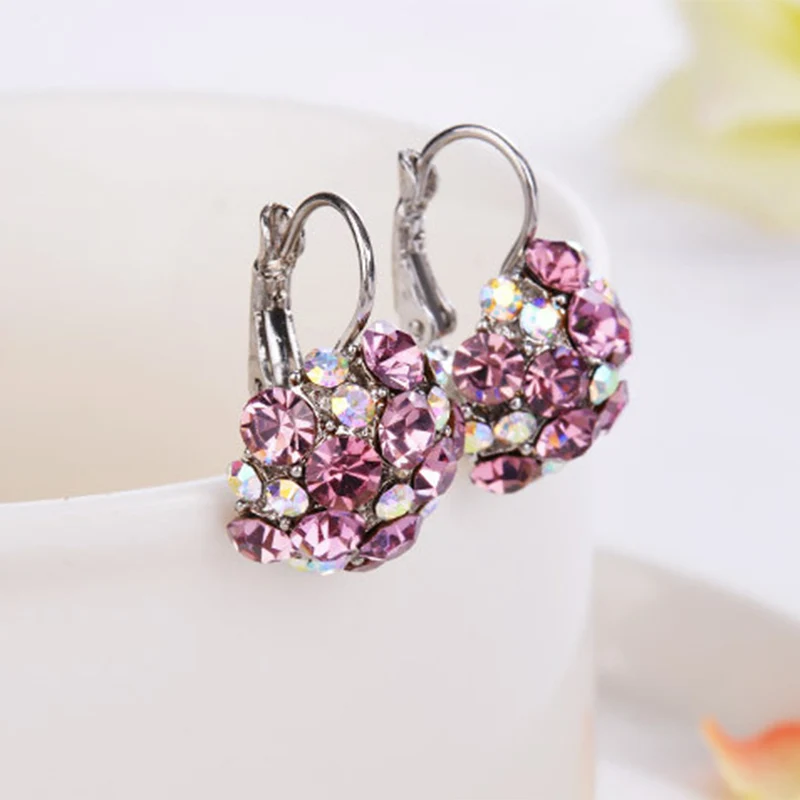 1 пара фиолетовых высококачественных серебряных изящных сережек в форме цветка с кристаллами уникального цвета, модные ювелирные изделия, подарок на день Святого Валентина