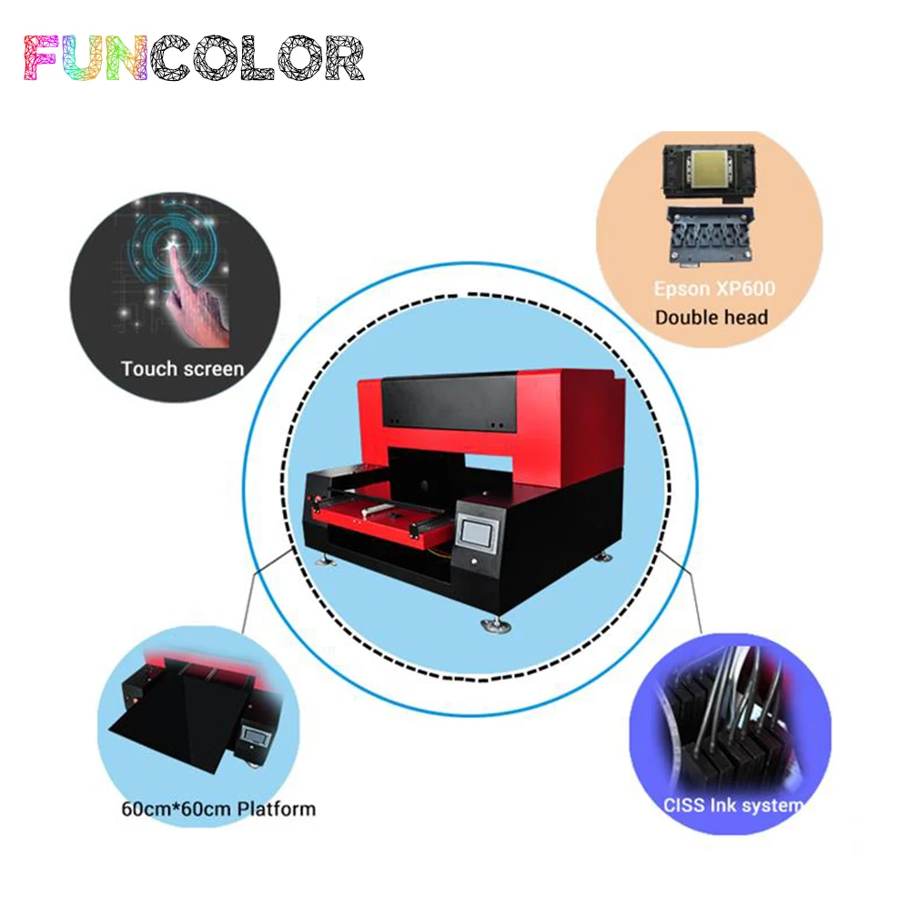 60*60 см УФ планшетный принтер Impresora 3D автоматическая печатная машина с Epson