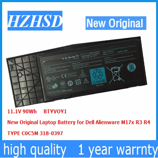 Best Price 11.1V 90Wh/9CELL New Original BTYVOY1 Laptop Battery for Dell Alienware M17x R3 R4 TYPE C0C5M 318-0397 Best Price 11.1V 90Wh/9CELL New Original BTYVOY1 Laptop Battery for Dell Alienware M17x R3 R4 TYPE C0C5M 318-0397