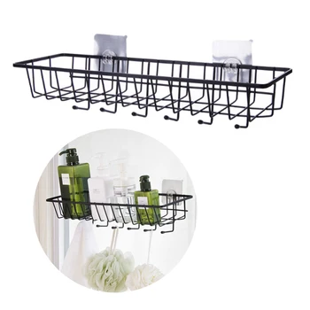 

Kitchen Storage Basket Iron Bin Self-Adhesion Traceless Paste Storage Rack Organizer Towel Hanger Cup Holder Durable Nail Free