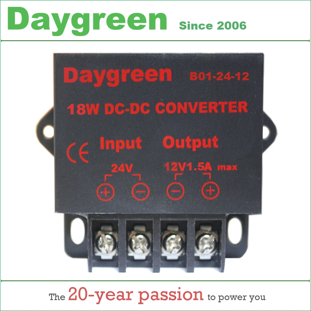 

24V to 12V 1.5A 18W DC DC Converter Regulator Car Step Down Reducer 1.5AMP Daygreen CE RoHS Certificated