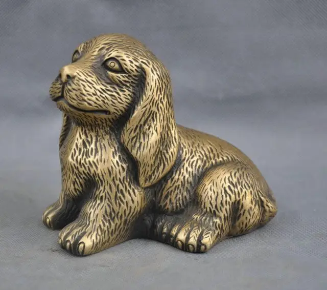 

6" Exquisite Interesting Chinese Folk Culture Handmade Old Copper Statue Lucky Dog Sculpture