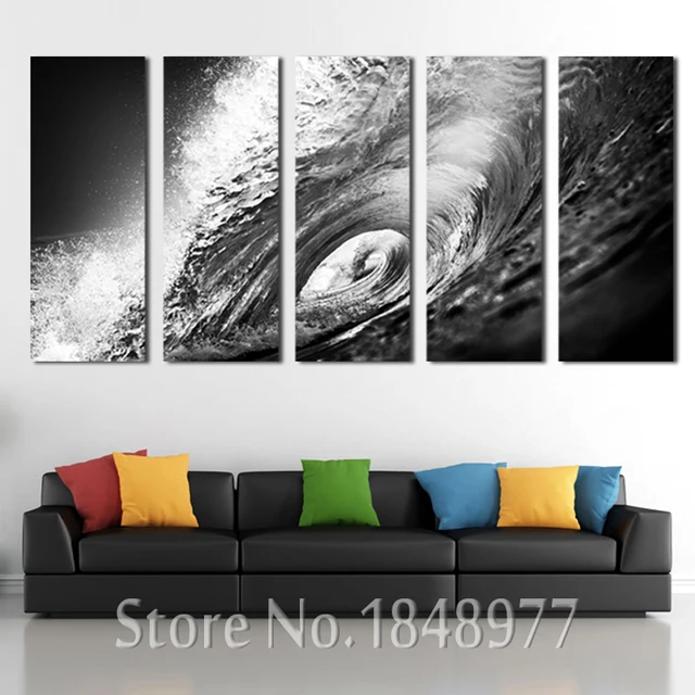 Large Modern Wall Art 5 panels large modern sea wall art black and white waves ocean oil Large Modern Wall Art 5 panels large modern sea wall art black and white waves ocean oil