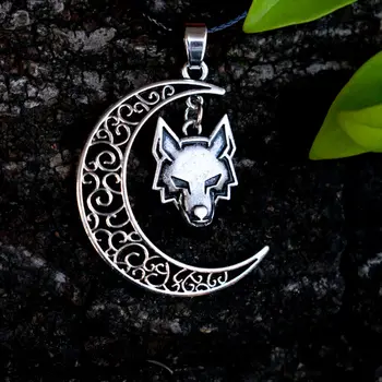 

12pcs wicca celtics Crescent moon Howling Wolf necklace Wild Animal