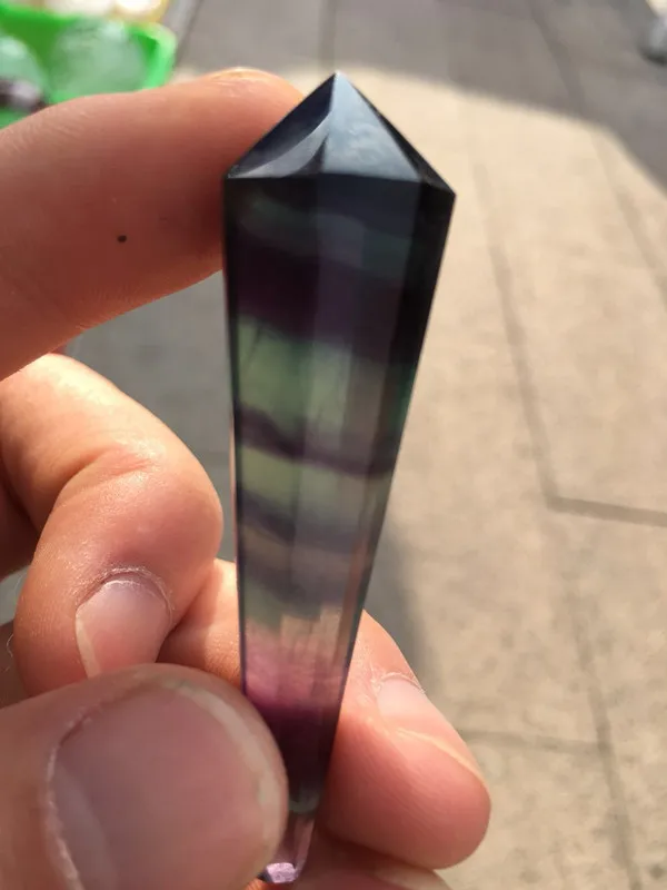 Natural seven-color fluorite handmade single point pendant pillar magic wand household decoration | Дом и сад