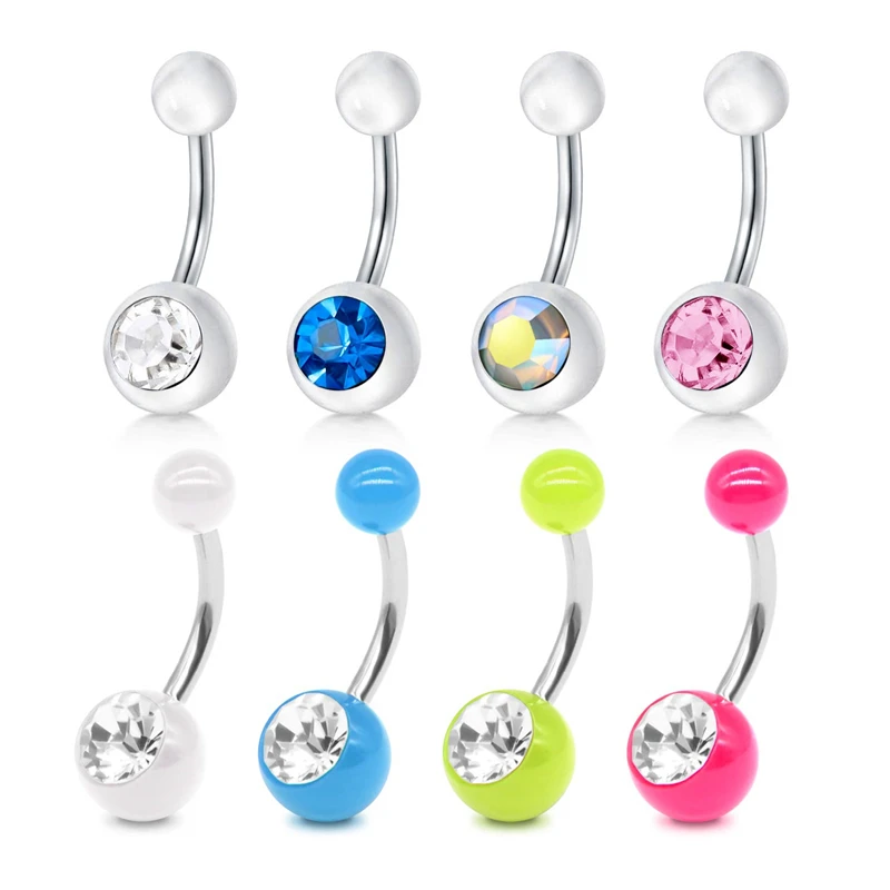 

14G 10mm Stainless Steel Belly Button Rings for Women Girls Navel Rings CZ Body Piercing