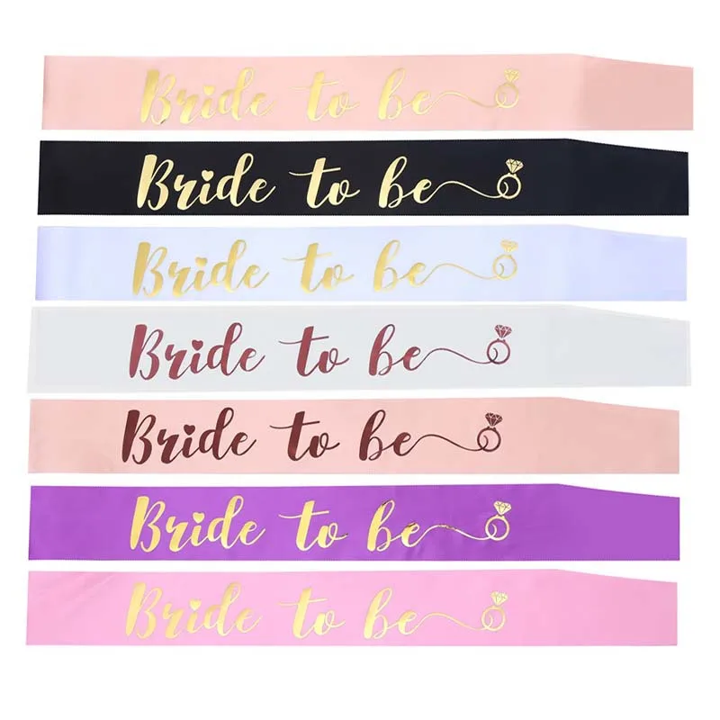 Bride to Be Sash with Diamond Ring Hen Party Sash for Bachelor Party Wedding Bridal Shower Pink White with Gold Letter HW62 (6)