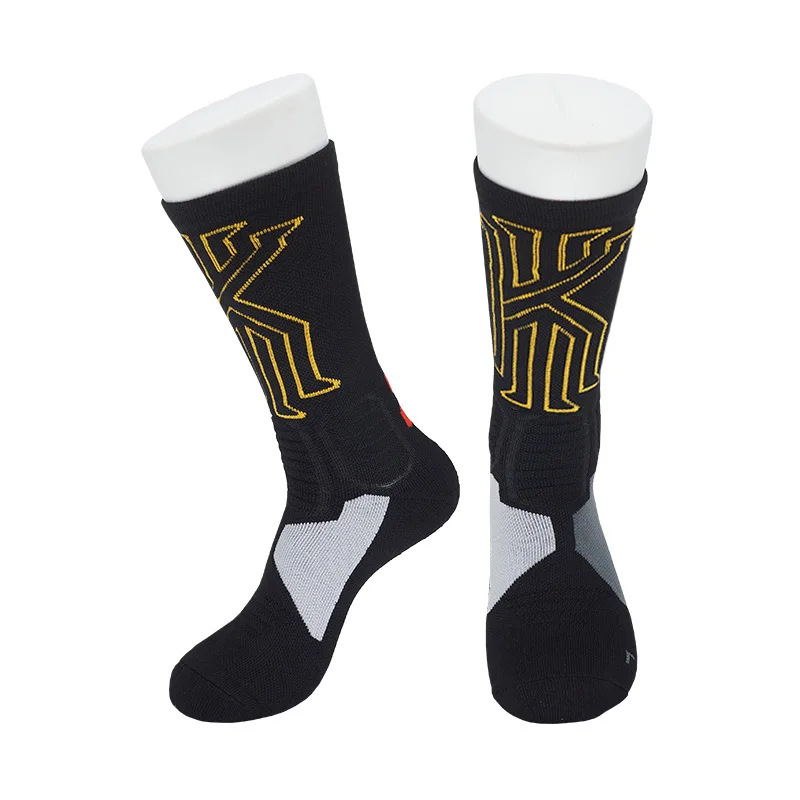 Носки до середины голени для взрослых; толстые носки для баскетбола с надписью «Kyrie Andrew Irving»; цвет темно-серый, черный, белый - Цвет: DBOWB