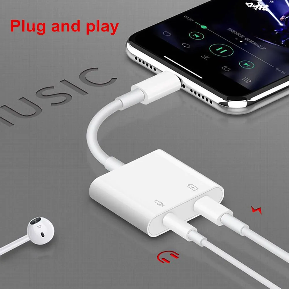 Lightning to 3 5mm Headphone Jack Aux Audio Adapter Splitter For iPhone 7 8 Plus X XS Mas XR 4 in 1 Support IOS Latest System