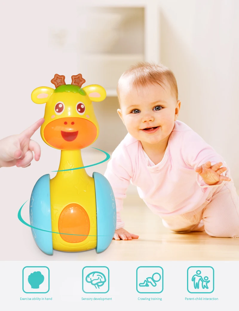 Baby Rattles Sliding Tumbler Doll Cute Pet Image Sweet Bell Music Roly-poly Puzzle Early Education Baby Toys Gift T0725 (11)