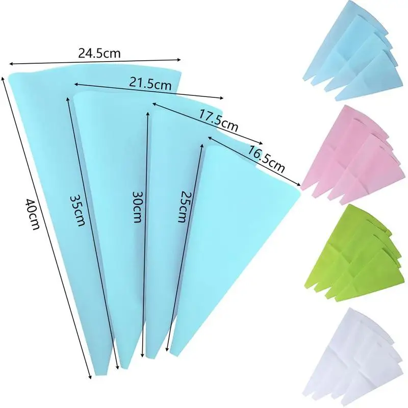 

4pcs/set Confectionery Bag Silicone Icing Piping Cream Pastry Bag Nozzle Baking Decorating Tools DIY Cake Decorating