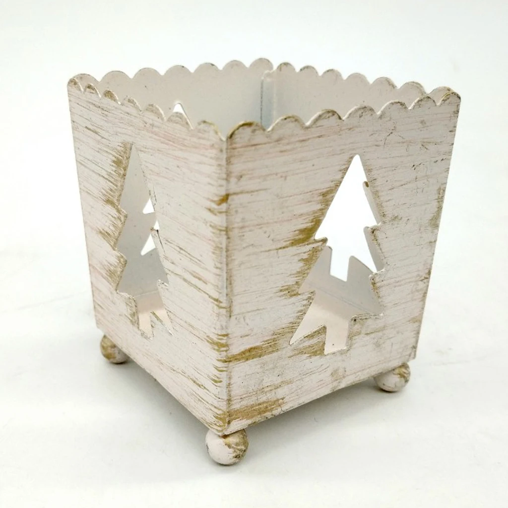Mini 5x6.5x5.5CM Vintage Wrought Iron Christmas Candle Holder Hollow Star Tree Tree Heart Home Party Decoration
