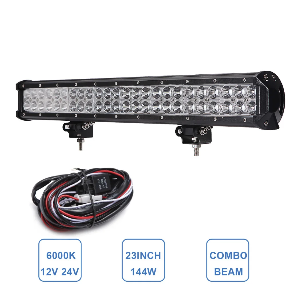 

23'' 144W Off Road LED Light Bar Combo 12V 24V 4WD AWD 4X4 SUV Caravan Pickup VAN Camper Boat Truck Trailer UTE Driving Car Lamp