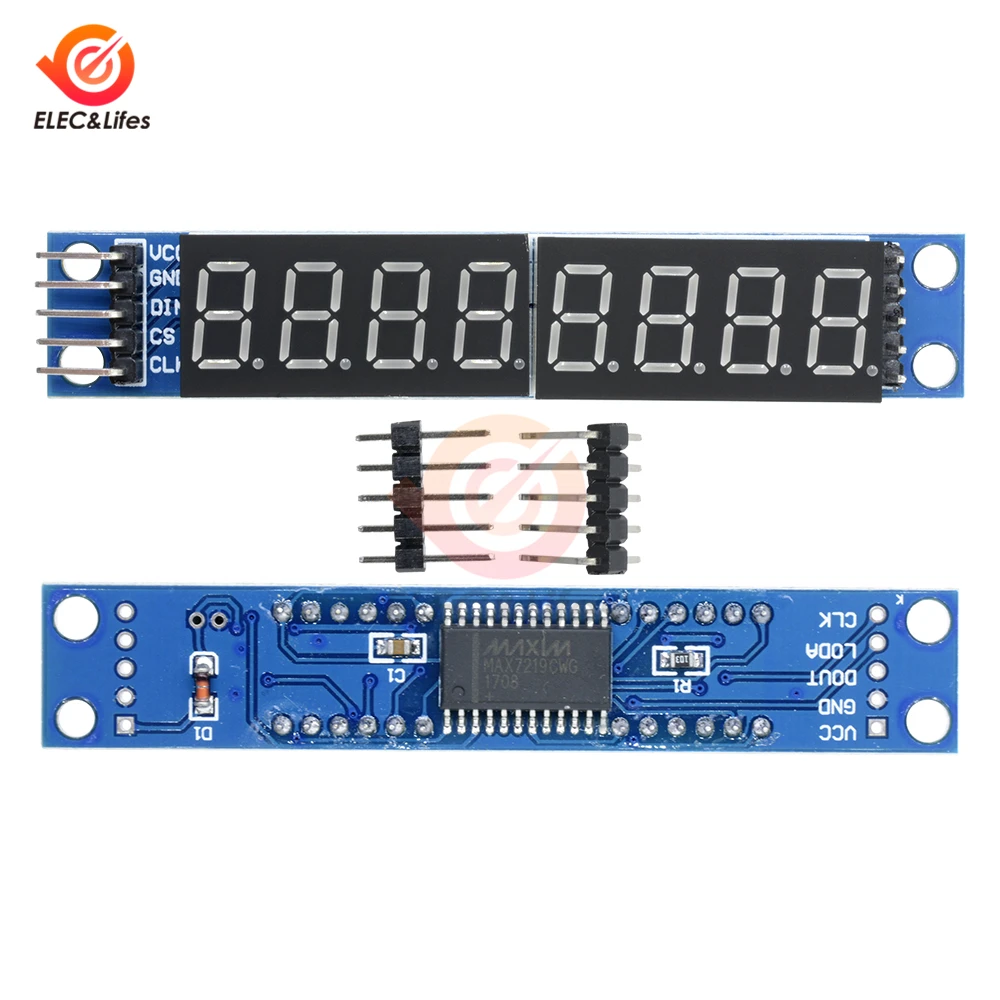 MAX7219 светодиодный точечно-матричный 7-ми сегментный 8-значный цифровой светодиодной лампой Дисплей микроконтроллер модуль для Arduino 3,3 V 5V серийный драйвер платы